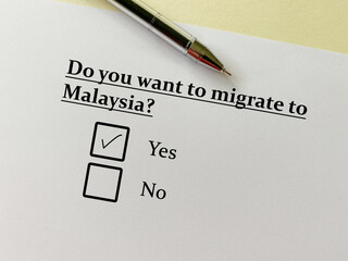 Fototapeta premium Questionnaire about migration