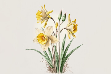 Daffodils - Watercolour (Generative Art)