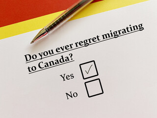 Fototapeta premium Questionnaire about migration