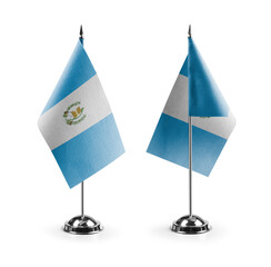 Small national flags of the Guatemala on a white background