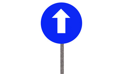 Collection of blue road signs isolated on white background. Road traffic control.