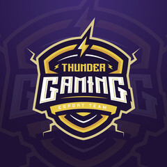 Thunder Gaming Esports Logo Template for Gaming Tournament or Social Media © Akito Studio