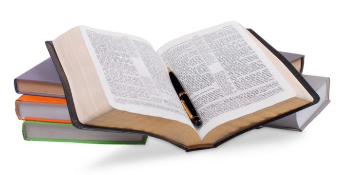 Opened Book on stack books With Pen