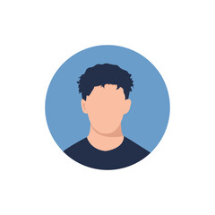 Round profile image of male avatar for social networks with half circle. Fashion vector. Bright vector illustration in trendy style.