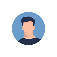 Round profile image of male avatar for social networks with half circle. Fashion vector. Bright vector illustration in trendy style.