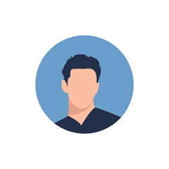 Round profile image of male avatar for social networks with half circle. Fashion vector. Bright vector illustration in trendy style.