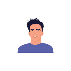 Round profile image of male avatar for social networks with half circle. Fashion vector. Bright vector illustration in trendy style.