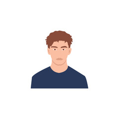 Round profile image of male avatar for social networks with half circle. Fashion vector. Bright vector illustration in trendy style.