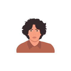Round profile image of male avatar for social networks with half circle. Fashion vector. Bright vector illustration in trendy style.