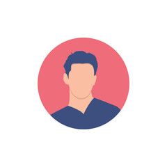 Round profile image of male avatar for social networks with half circle. Fashion vector. Bright vector illustration in trendy style.