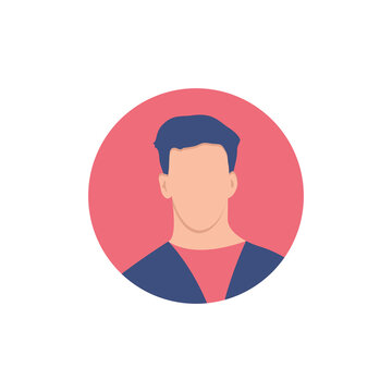 Round profile image of male avatar for social networks with half circle. Fashion vector. Bright vector illustration in trendy style.