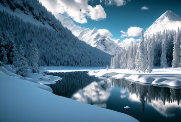 Winter wonderland landscape. Created by Generative AI