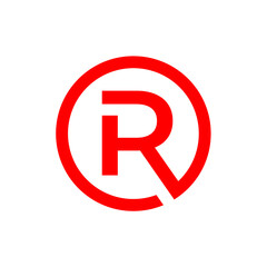 letter R or IR with circle flat design logo template, vector illustration