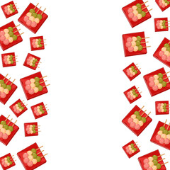 cartoon dango, japanese food frame border background
