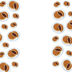 cartoon dorayaki, japanese food frame border background
