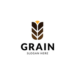 simple wheat/grain vector icon logo design.