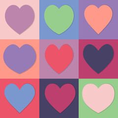 set hearts love shape icon collections in pastel color vector illustrations EPS10 for background