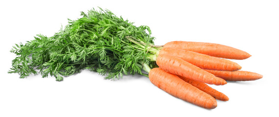 Bunch of Baby Carrots over white