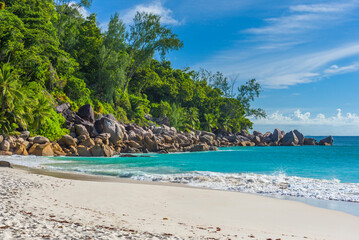 Fototapeta na wymiar Anse Georgette beach on Praslin island, Seychelles