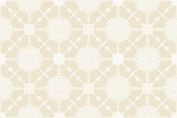 ベージュのアラベスク柄のシームレスパターン