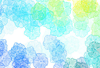 Light Blue, Green vector doodle background with leaves.