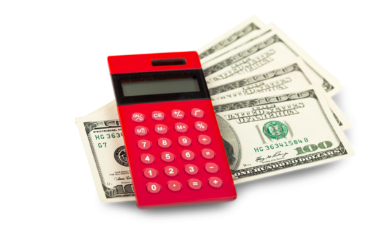 Calculator with Euro Bank Notes