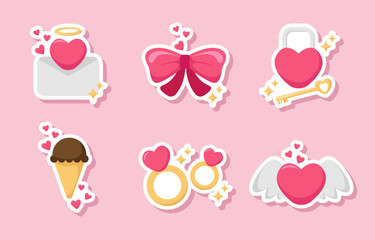 Set of Valentine Sticker Design