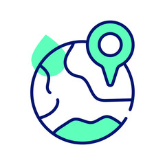 World globe with map pin concept of destination