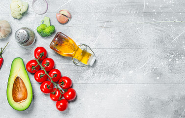 Organic food. Assortment of healthy vegetables .