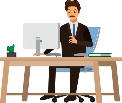 cartoon business man wear suit ,png