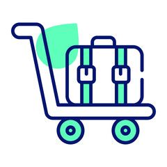 Beautiful icon of luggage cart, luggage trolley vector