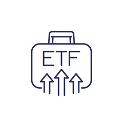 ETF portfolio growth line icon, exchange traded funds