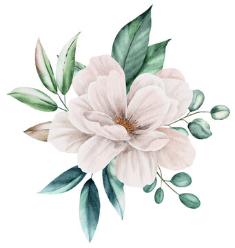 Peony Floral Bouquet Watercolor Art