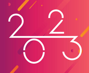 2023 Year White Abstract Vector Illustration Design With Pink Gradient Background