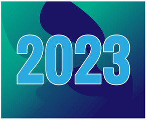 2023 Year Abstract Vector Illustration Design With Green And Blue Gradient Background