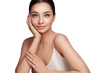 Portrait beautiful young woman with clean fresh skin. Model with healthy skin, close up portrait. Cosmetology, beauty and spa