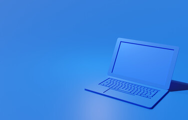 3D illustration of a blue laptop