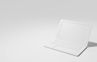 3D illustration of a white laptop