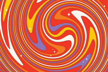 Flat groovy psychedelic background with colorful design
