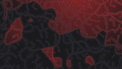 Closed area, district, road. Gps map navigation to own house. Detailed view of city. Decorative graphic tourist map City top view. Abstract background. Flat style, Vector, illustration isolated.