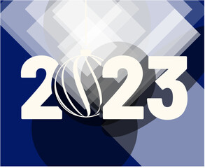 2023 Year White Abstract Vector Illustration Design With Blue Gradient Background