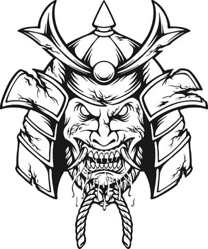 recommend clip art: Monster ronin warrior with mask helmet samurai outline Vector illustrations for your work Logo, mascot merchandise t-shirt, stickers and Label designs, poster, greeting cards advertising business