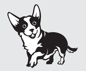 Corgi Smile, Adorable Pet Dog Illustration