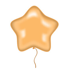 Gold star balloon isolated on a white background