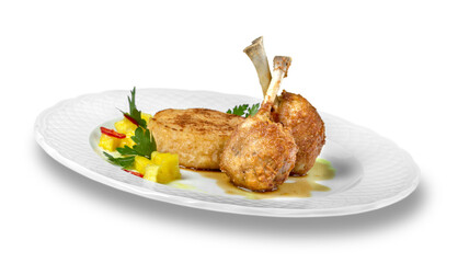 Grilled chicken and vegetables with sauce