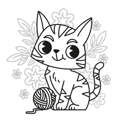 Fototapeta premium Hand drawn Flat cat outline