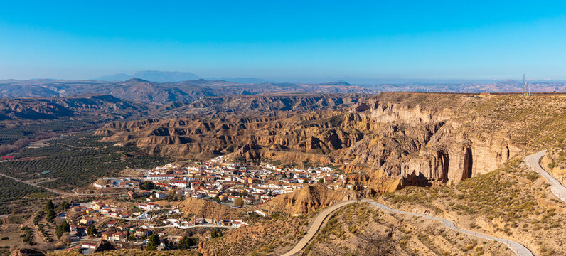 Gorafe city landscape panorama- Granada province,  near Guadix in Spain