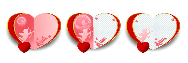 Fototapeta premium Love heart frame collection vector art