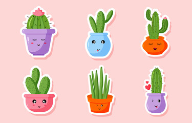 Set of Cactus Sticker Design