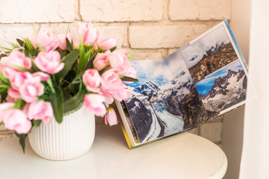 photo books and flowers, photo album